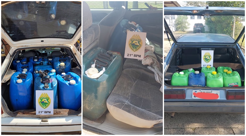 PM apreende mais de 800 litros de diesel descaminhados oriundos da Argentina e mais três veículos