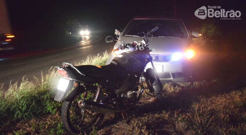 Acidente envolvendo moto e carro deixa motociclista ferido, entre Francisco Beltrão e Marmeleiro