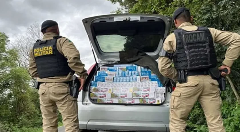 PM apreende carro carregado com cigarros de origem estrangeira