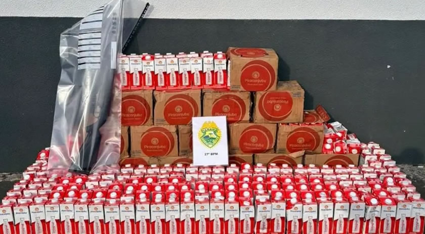 Polícia Militar recupera mais de 400 caixas de leite saqueadas e mulher é presa