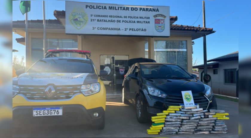 Polícia Militar apreende 35,6 kg de maconha em Ampére