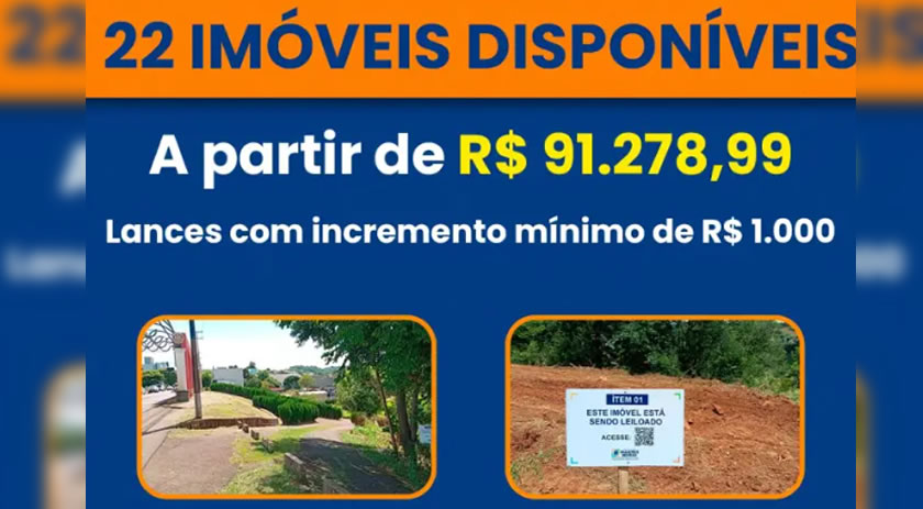 Prefeitura lança novo leilão de imóveis com 22 terrenos disponíveis