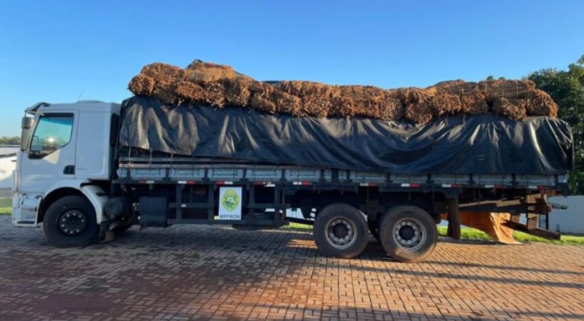 BPfron apreende caminhão carregado de fumo
