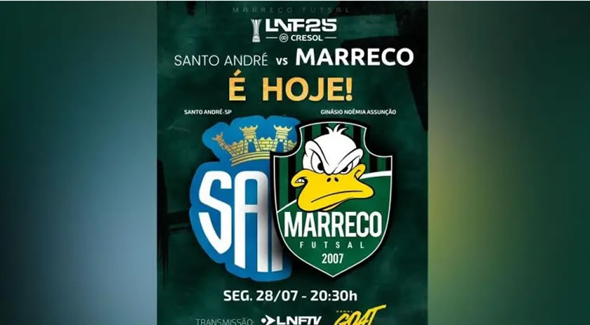 Marreco entra em quadra nesta segunda-feira em jogo decisivo contra o Santo André pela LNF