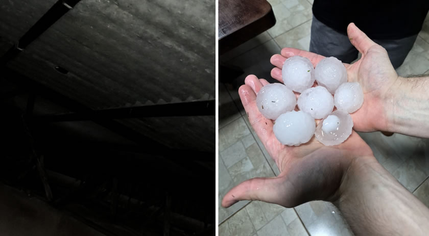 Chuva de granizo causa estragos e mobiliza Defesa Civil