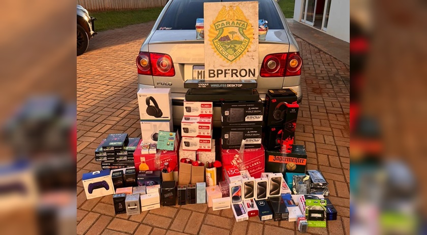 BPFRON apreende veículo carregado com mercadorias contrabandeadas em Realeza-PR