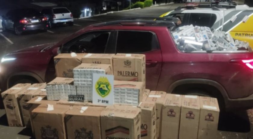 PM apreende camionete carregada de cigarros contrabandeados em Itapejara do Oeste
