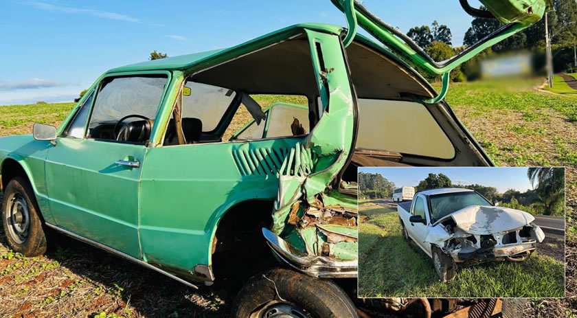 Forte colisão entre Saveiro e Brasília na PR-281