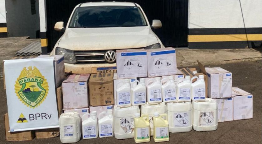 Polícia Rodoviária Estadual apreende carga de agrotóxicos falsificados em Enéas Marques