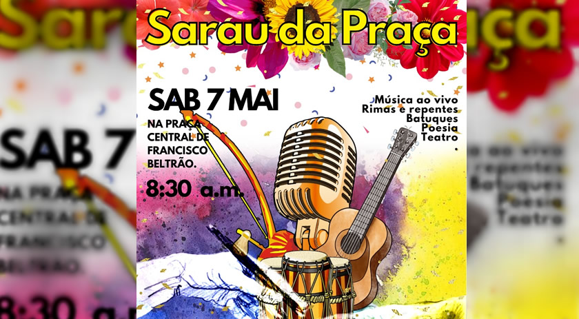 Primeiro “Sarau da Praça” acontece na próxima semana no calçadão central