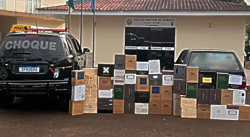 CHOQUE e Receita Federal apreendem 58 caixas de vinho argentino