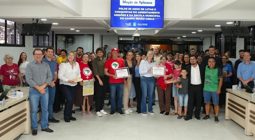 Câmara homenageia Assentamento Missões e Escola Irmão Cirilo pelos 30 anos de história