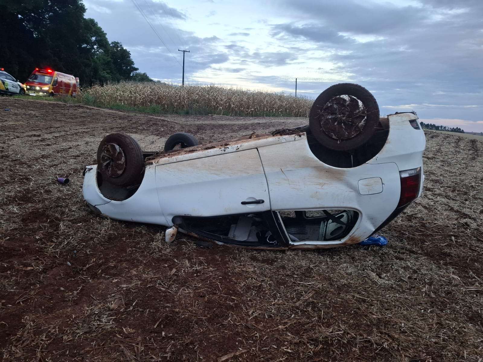 Capotamento deixa três feridos na PR-281