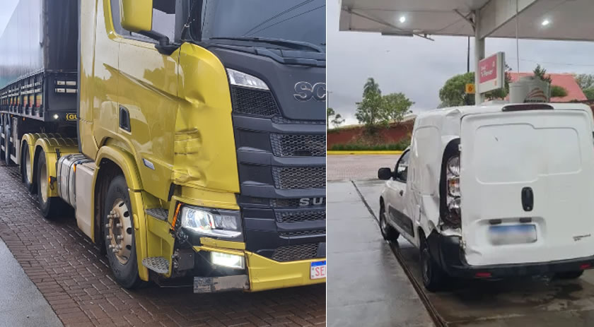 Colisão entre caminhão e Fiorino é registrada na BR-280