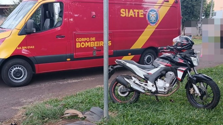 Motociclista fica ferido após colisão com carro no Bairro Pinheirinho