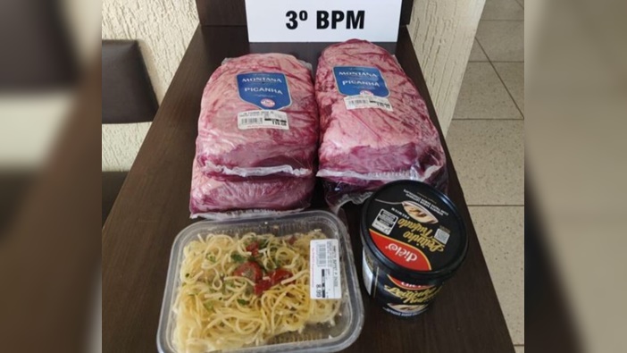 Homem é preso após tentar furtar picanha, sorvete e macarrão de supermercado