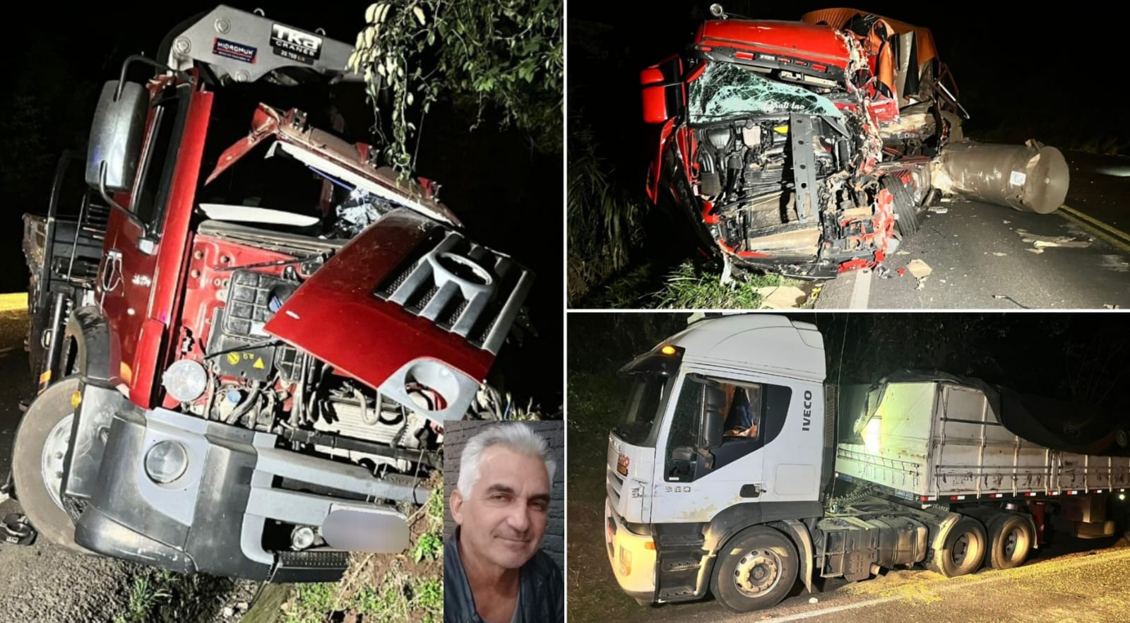 Acidente envolvendo três caminhões deixa uma pessoa morta na PR 182