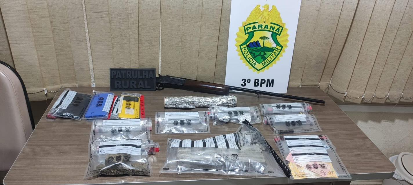 Polícia Militar apreende drogas, munições e arma de fogo em operação em Itapejara D’Oeste