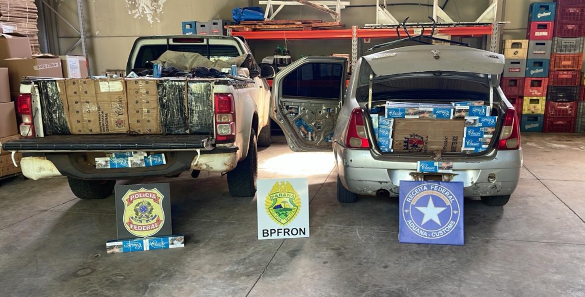 BPFRON apreende dois veículos carregados com cigarros contrabandeados 