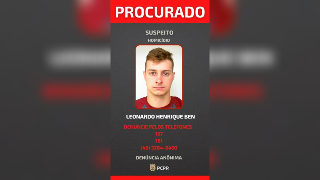 Polícia Civil divulga foto de foragido por homicídio ocorrido em Entre Rios do Oeste
