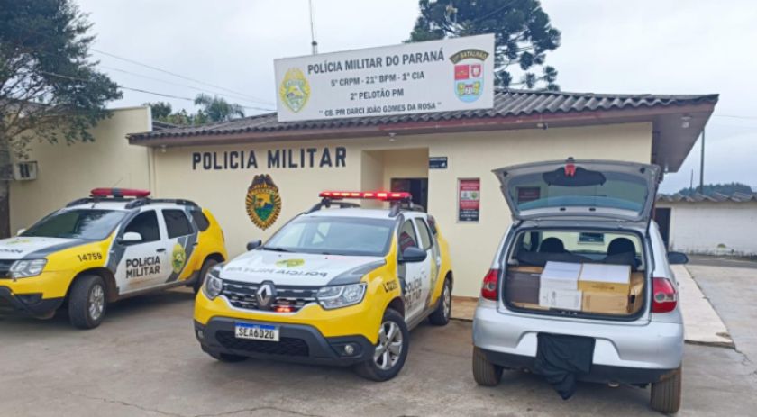 Polícia Militar de Marmeleiro intercepta veículo com carga de vinho contrabandeada