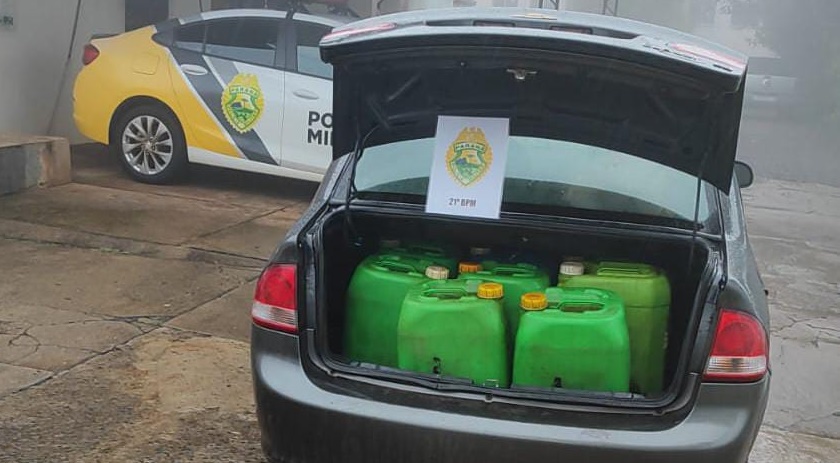 PM apreende aproximadamente 240 litros de diesel descaminhado