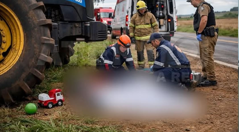 Menino de 4 anos morre atropelado por trator na PR-466