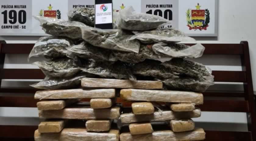 Perseguição acaba com pneus estourados e apreensão de 37 kg de drogas