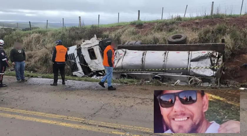 Identificado motorista que morreu após caminhão de leite tombar