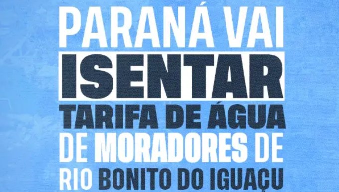 Moradores de Rio Bonito do Iguaçu pagarão apenas R$ 1 na conta de água pelos próximos meses