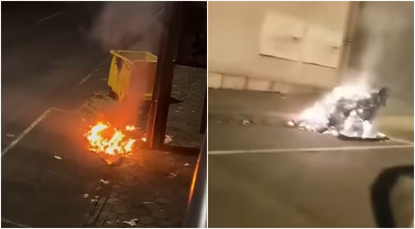 Vândalos queimam cinco containers de lixo e deixam grande prejuízo