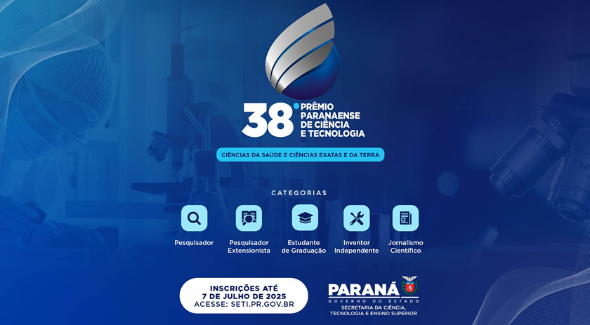 Inscrições para o 38º Prêmio Paranaense de Ciência e Tecnologia estão perto do fim
