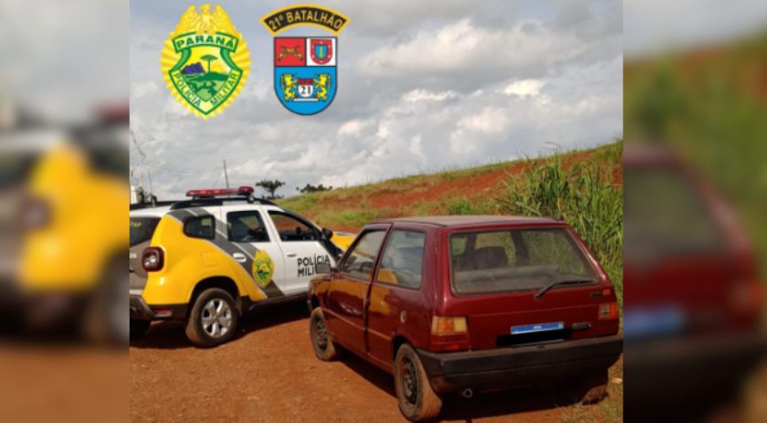 Polícia Militar de Marmeleiro recupera veículo furtado abandonado no bairro Soletti