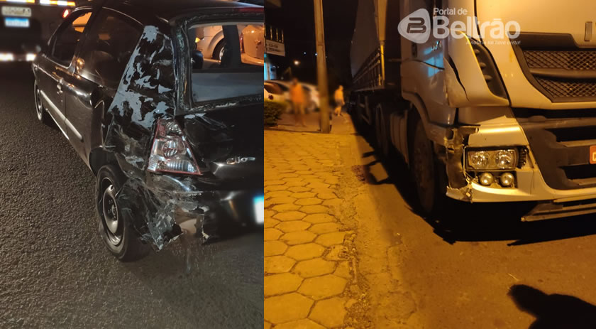 Colisão entre carro e carreta é registrada na PR-483