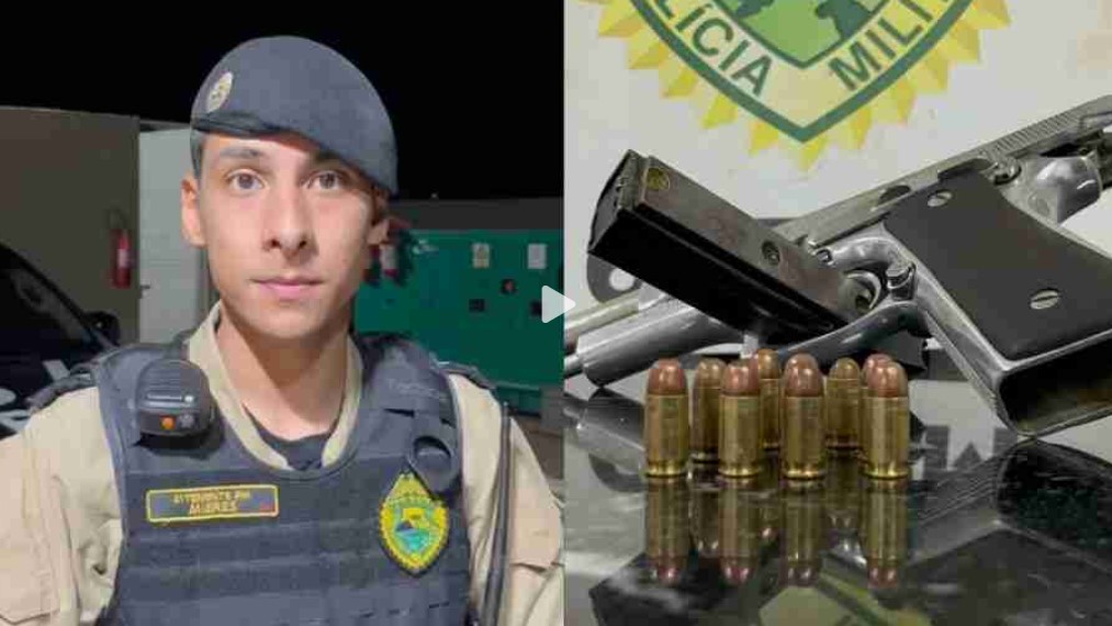 Homem atira na própria perna ao manusear arma e acaba preso