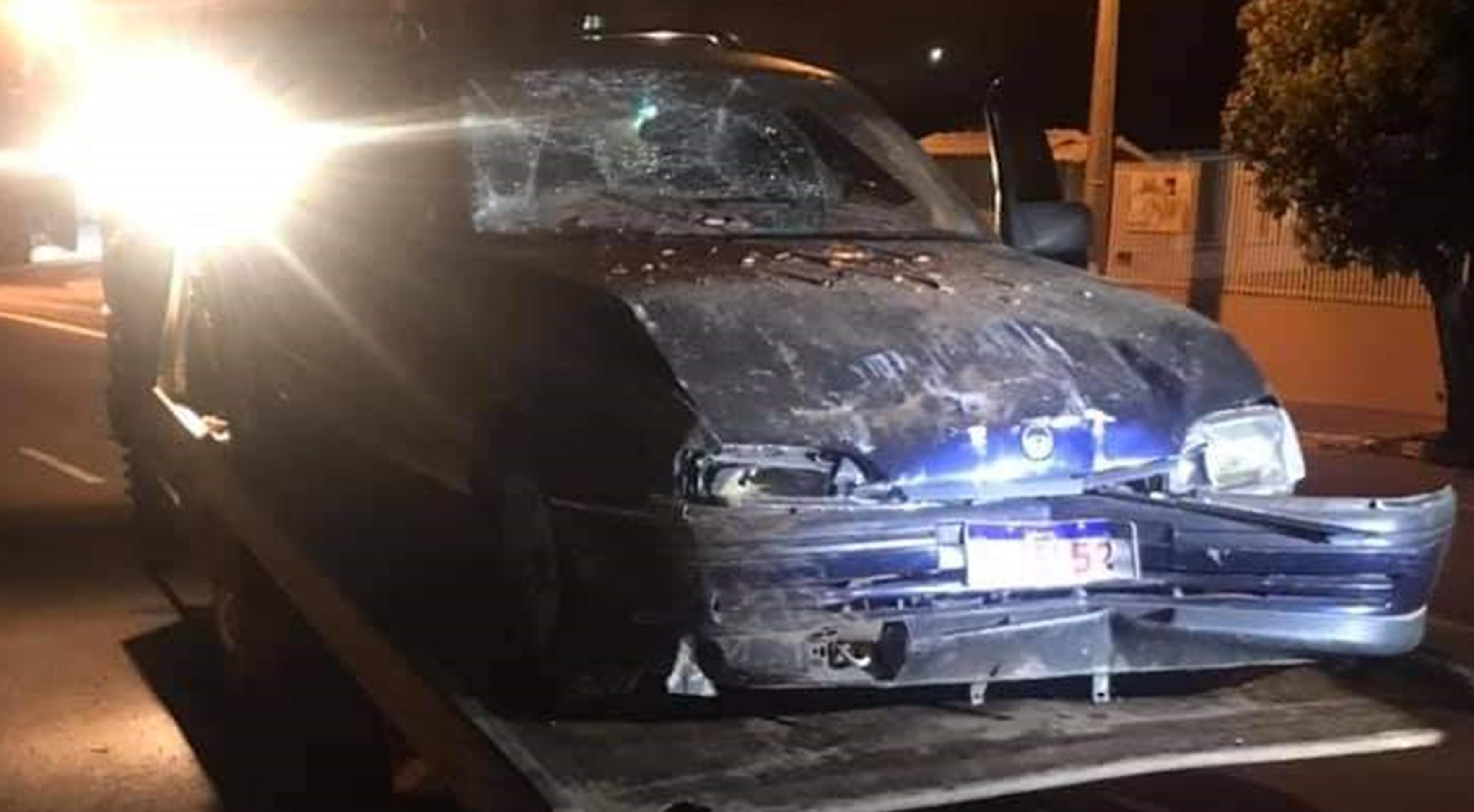 São José do Cedro - Ladrão furta veículo de funerária, colide contra tijolos e acaba preso