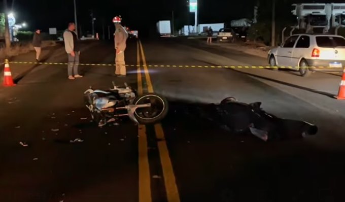 Homem morre em colisão entre caminhão e moto na PR281 em Dois Vizinhos