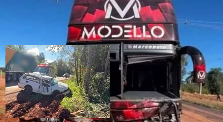 Motorista morre após colisão frontal com ônibus de banda