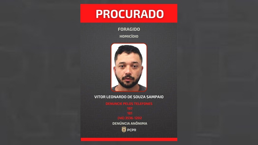 Polícia Civil divulga foto de foragido por homicídio em Dois Vizinhos