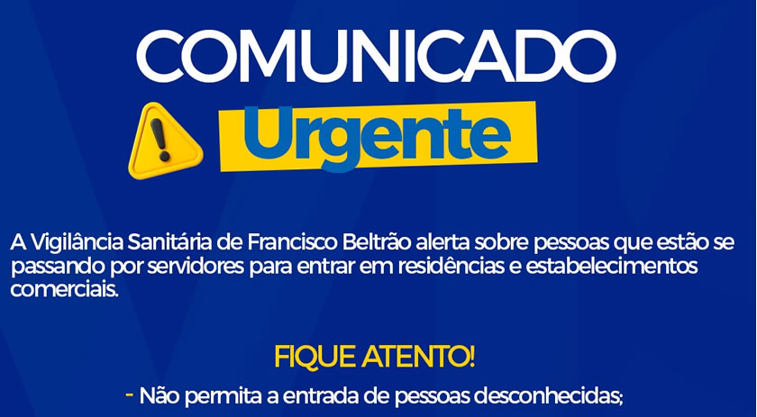 Vigilância Sanitária alerta sobre golpistas que se passam por servidores