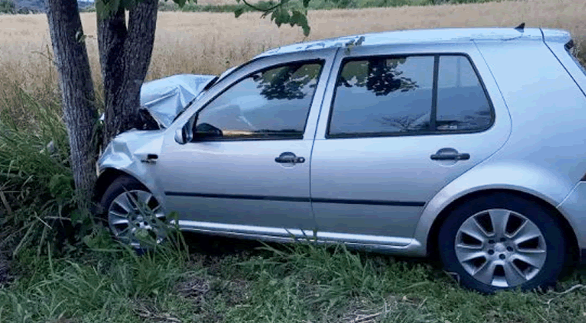 Mulher fica ferida após carro colidir contra árvore na PR-481