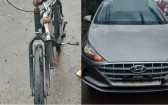 Dois adolescentes e uma criança  ficam feridos após acidente entre bicicleta e carro