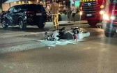 Colisão entre motocicleta e caminhonete deixa uma pessoa ferida