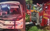 Caminhão dos bombeiros é atingido por ônibus a caminho de incêndio