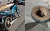 Pneu se solta de caminhão e atinge motociclista no Oeste