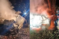 Duas pessoas morrem carbonizadas após carro bater contra árvore e pegar fogo no Paraná