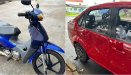 Acidente entre moto e carro mobiliza o SAMU em Coronel Vivida