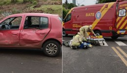 Motociclista fica ferido em acidente no cruzamento de ruas