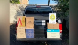 PM e Receita Federal apreendem caminhonete carregada com vinhos de origem Argentina