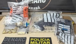 Operação conjunta prende três pessoas e apreende submetralhadora, drogas e munições